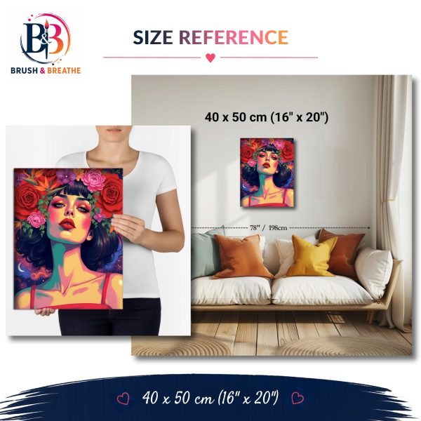 Beautiful Goddess with Floral Crown, 40x50cm (16"x20"), 24-colors