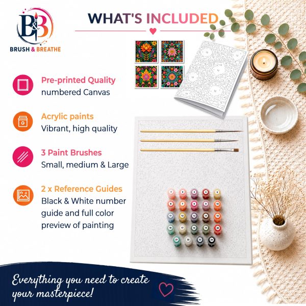 Version 1.0.0 Bloom & Breathe, set of 4 x 30.5 × 30.5 cm (12"x12"), 36-colors