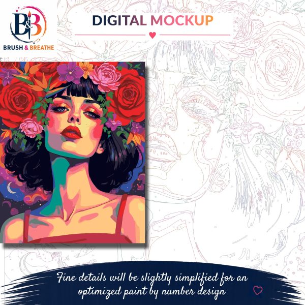 Beautiful Goddess with Floral Crown, 40x50cm (16"x20"), 24-colors