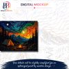 Template4-digital-mockup Cosmic Camping, 50 × 40 cm (20"x16"), 36 colors