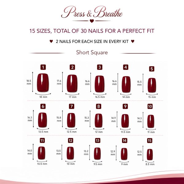 Bordeaux - Dark Red - Short Square