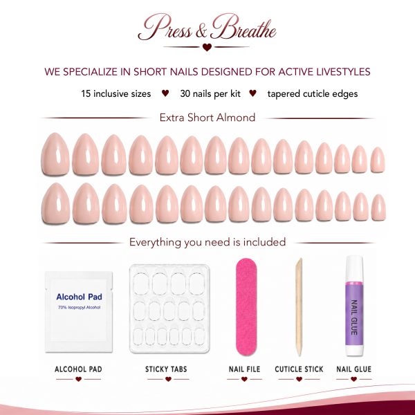 Template 1 - included Polished Pink - Extra Short Almond Shape