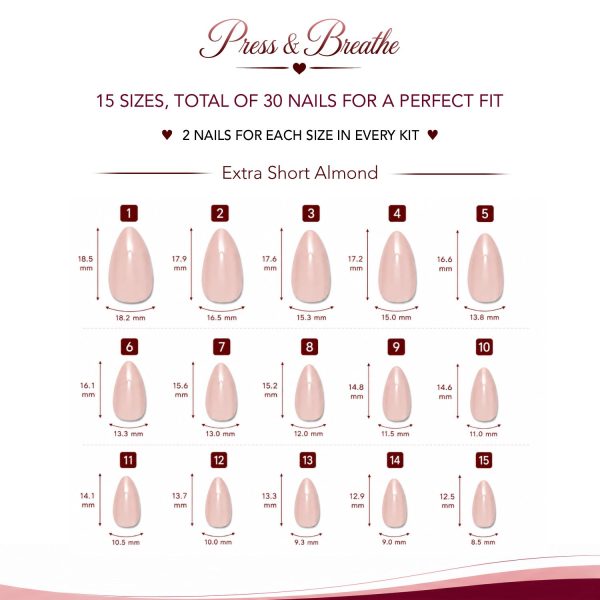 Template 2 - nail sizes Polished Pink - Extra Short Almond Shape